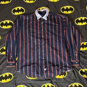 Polo Ralph Lauren Stripe Button Shirt Navy Blue Red